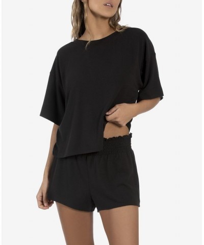 Women's Annika Lounge Solid Hacci Short Black $13.33 Sleepwear
