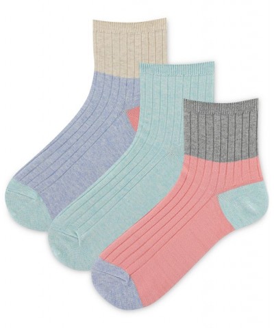 Women's 3-Pk. Ribbed Colorblocked Anklet Socks Assorted $15.64 Socks