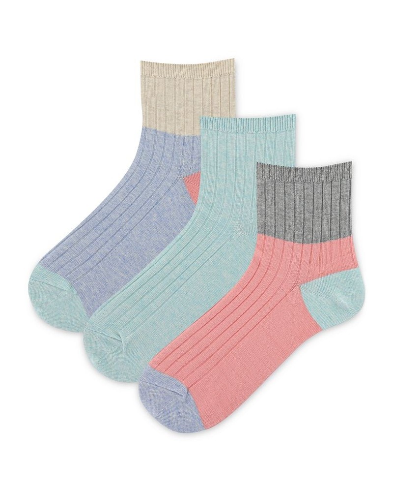 Women's 3-Pk. Ribbed Colorblocked Anklet Socks Assorted $15.64 Socks
