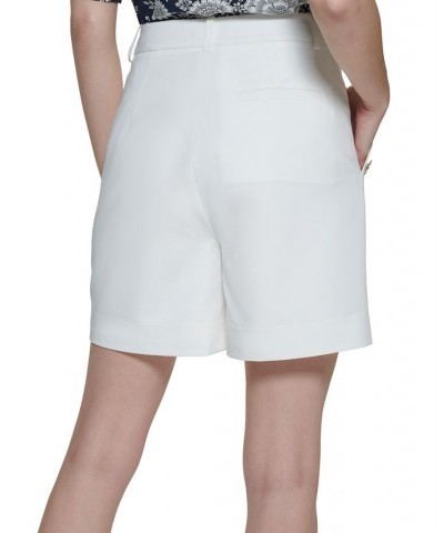 Women's Double-Breasted Blazer Tie-Neck Top & Button Embellished Shorts Ivory $73.39 Shorts