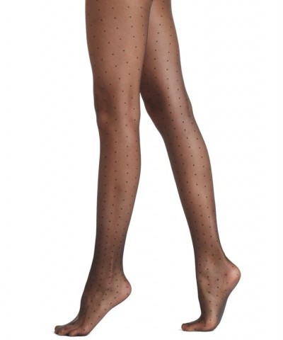 Women's Tulle Dot Sheer Pantyhose Black $10.73 Hosiery