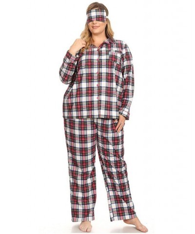 Plus Size 3-Piece Pajama Set Red White $26.00 Sleepwear