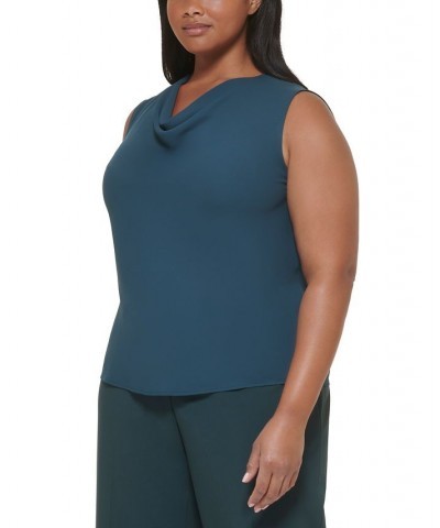 Plus Size Solid Sleeveless Cowlneck Blouse Forest $29.81 Tops