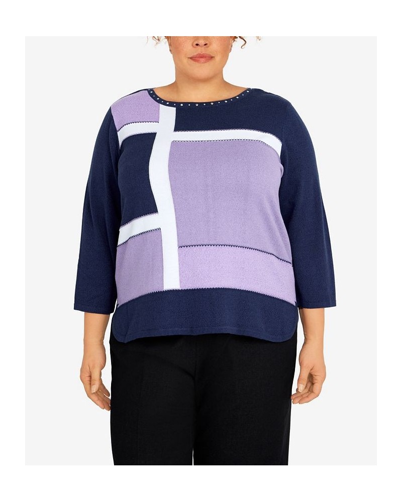 Plus Size Picture Perfect Colorblock Sweater Navy Multi $41.75 Sweaters