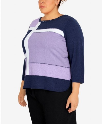 Plus Size Picture Perfect Colorblock Sweater Navy Multi $41.75 Sweaters