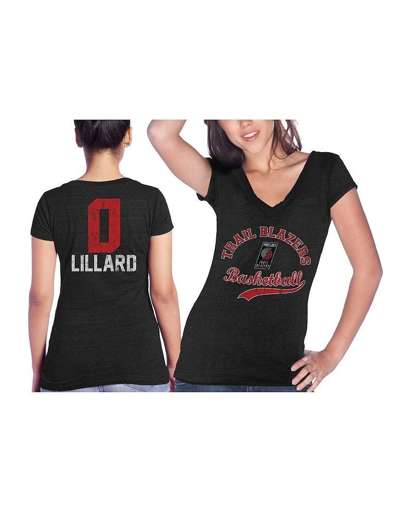 Women's Threads Damian Lillard Black Portland Trail Blazers Name & Number Tri-Blend V-Neck T-shirt Black $28.99 Tops