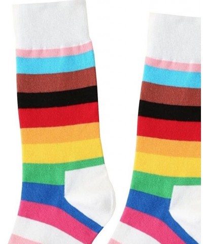 Women's Honey Comb Cuff Rainbow Striped Sock Multi $12.42 Socks