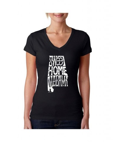 Women's Word Art V-Neck T-Shirt - Sweet Home Alabama Black $12.90 Tops
