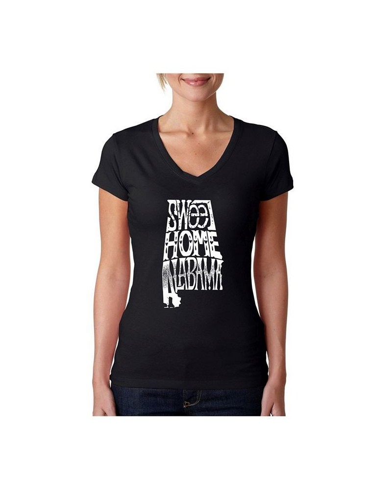 Women's Word Art V-Neck T-Shirt - Sweet Home Alabama Black $12.90 Tops