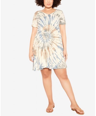 Plus Size Tiered Tie Dye Dress Delft Blue $22.49 Dresses