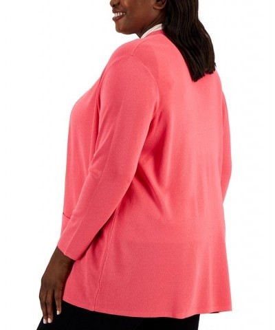 Plus Size Open-Front Cardigan Pink $35.69 Sweaters