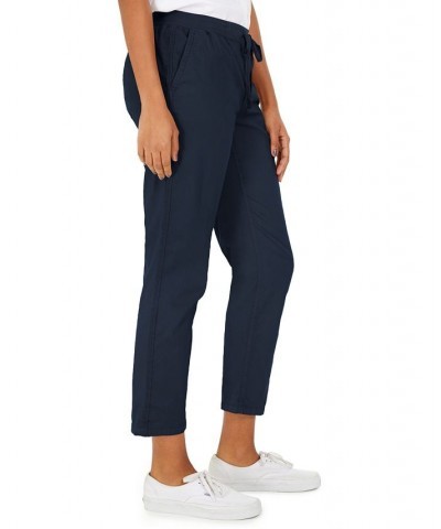 Petite Pull-On Cuffed Twill Ankle Pants Blue $20.50 Pants