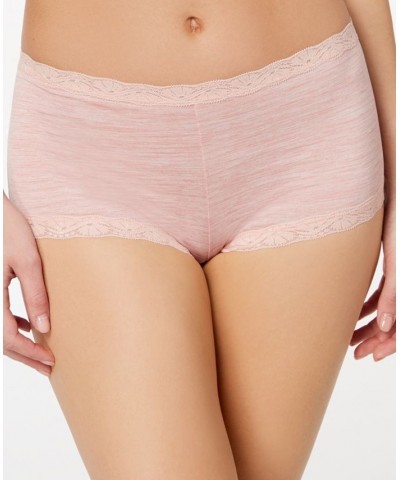 Lace Trim Microfiber Boyshort Underwear 40760 Pink Heather $8.91 Panty