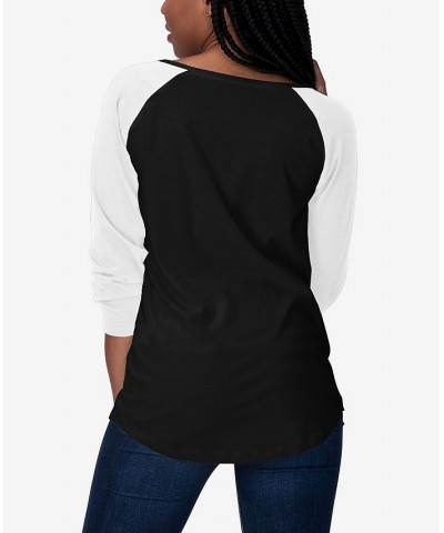 Women's Raglan Butterfly Word Art T-shirt Black, White $21.12 Tops