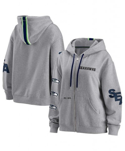 Women's Gray Seattle Seahawks Full-Zip Hoodie Gray $34.32 Sweatshirts