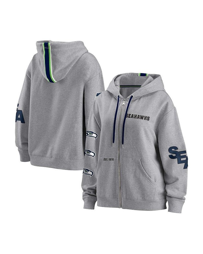 Women's Gray Seattle Seahawks Full-Zip Hoodie Gray $34.32 Sweatshirts