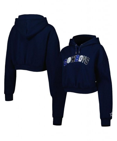 Women's Navy Dallas Cowboys Cropped Pullover Hoodie Navy $46.55 Sweatshirts