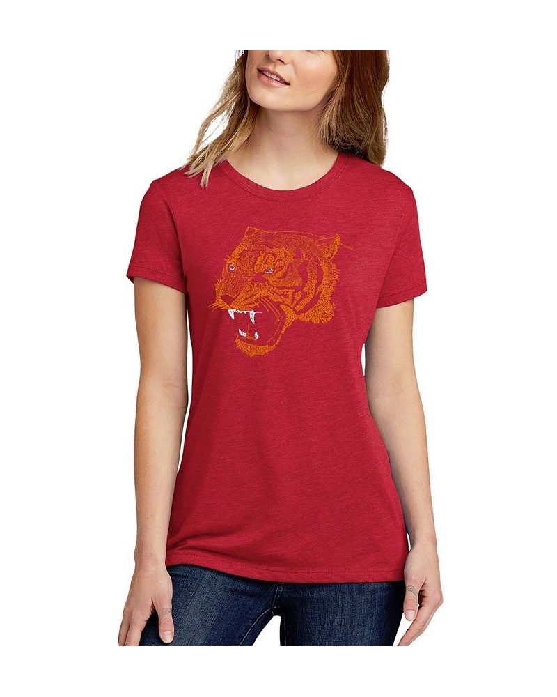 Women's Word Art Beast Mode T-Shirt Red $15.54 Tops