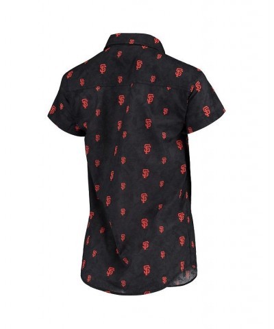 Women's Black San Francisco Giants Floral Button Up Shirt Black $40.79 Tops