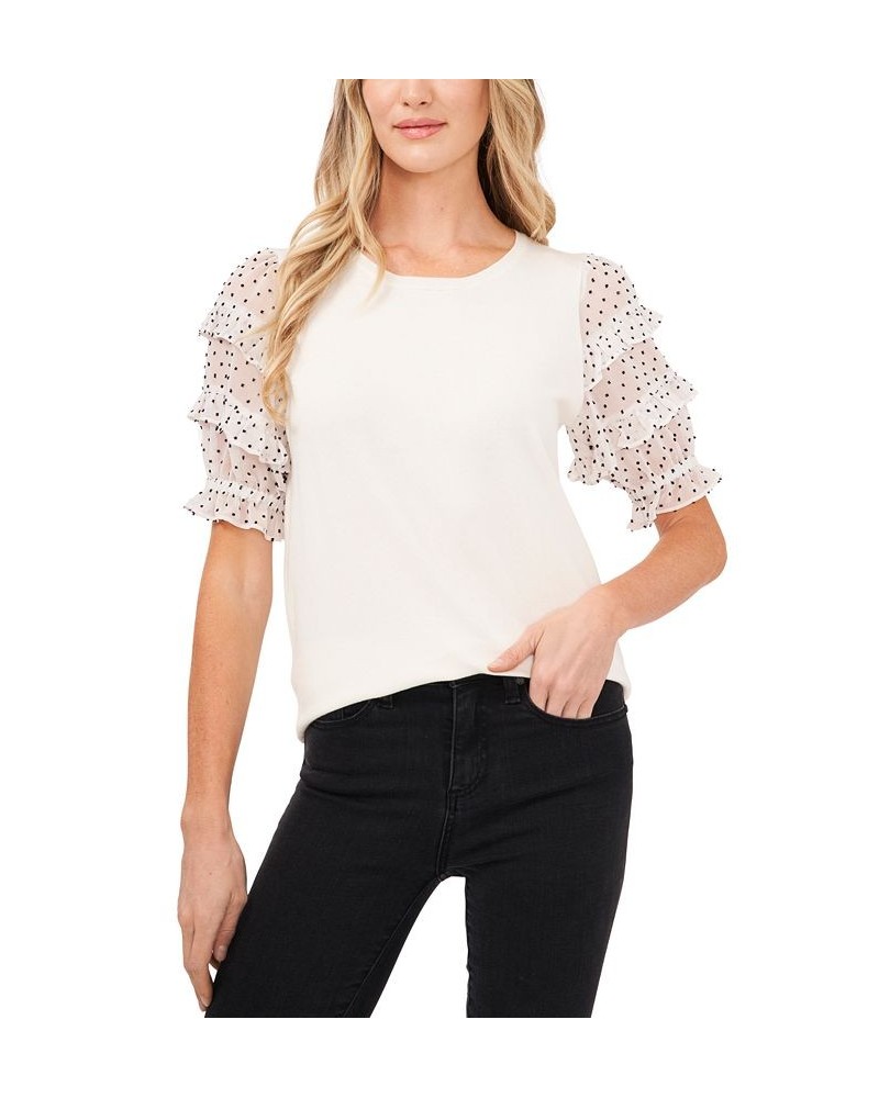 Cotton Contrast-Sleeve Sweater Antiq White $22.96 Sweaters