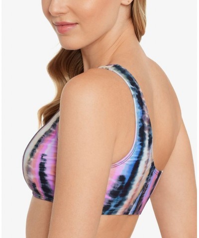 Juniors' Tie-Dyed One-Shoulder Bikini Top Evening Paradise Multi $18.54 Swimsuits