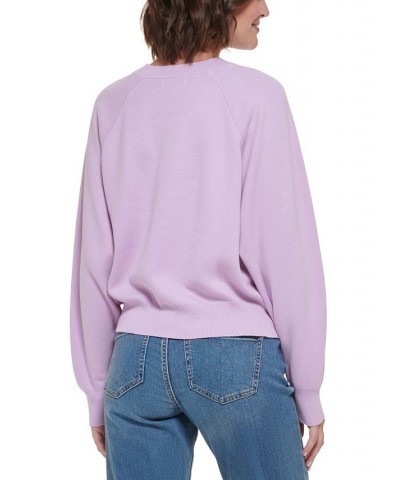 Women's Cotton Raglan-Sleeve Sweater Orchid Bloom B $27.88 Sweaters
