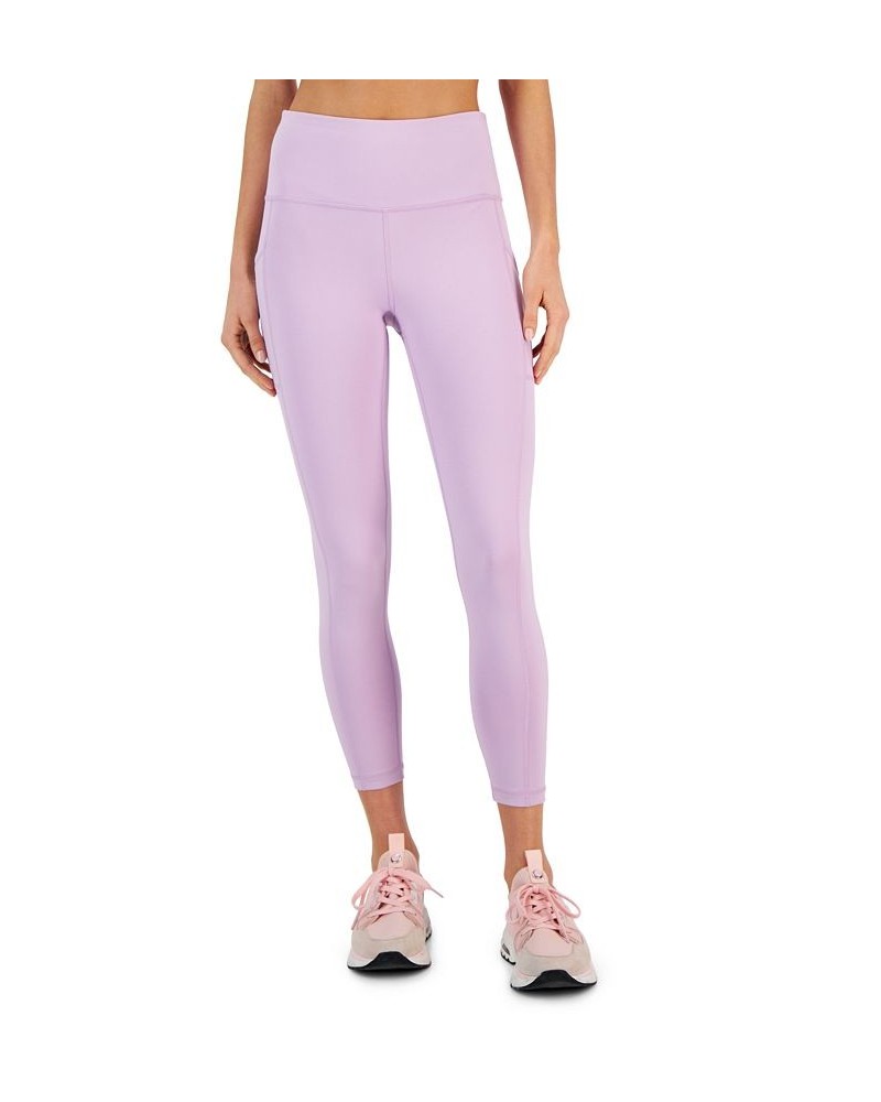 Women's Compression High-Waist Side-Pocket 7/8 Length Leggings XS-4X Purple $16.35 Pants