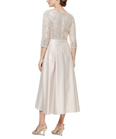 Sequined-Bodice Midi Dress Taupe $77.33 Dresses