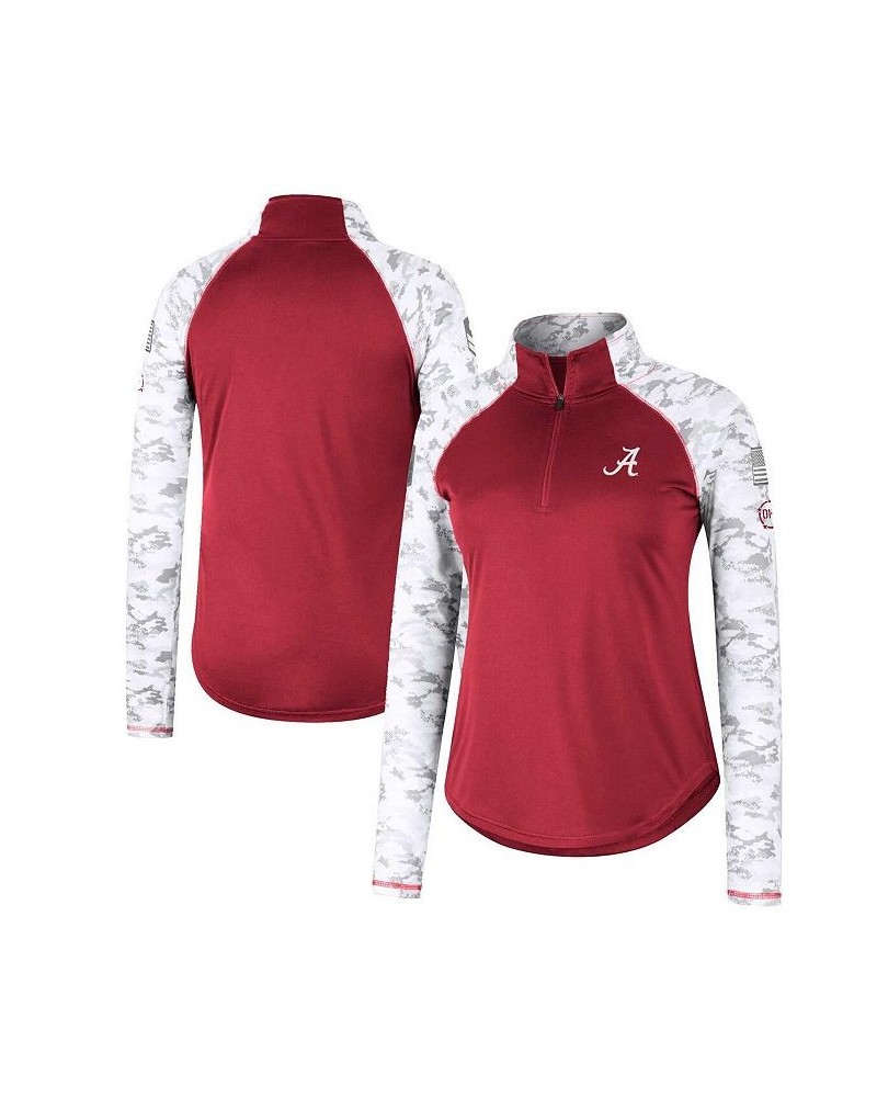 Women's Alabama Crimson Tide OHT Military-Inspired Appreciation Flash Arctic Camo Raglan Quarter-Zip Jacket Crimson $31.89 Ja...
