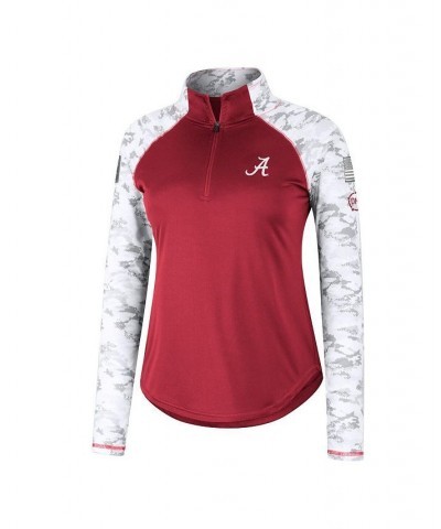 Women's Alabama Crimson Tide OHT Military-Inspired Appreciation Flash Arctic Camo Raglan Quarter-Zip Jacket Crimson $31.89 Ja...