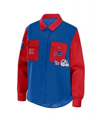 Women's Royal Buffalo Bills Snap-Up Shirt Jacket Royal $36.98 Jackets