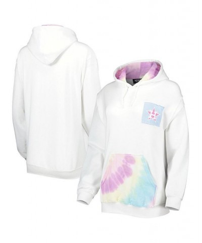 Women's White Houston Astros Tie-Dye Pullover Hoodie White $33.00 Sweatshirts