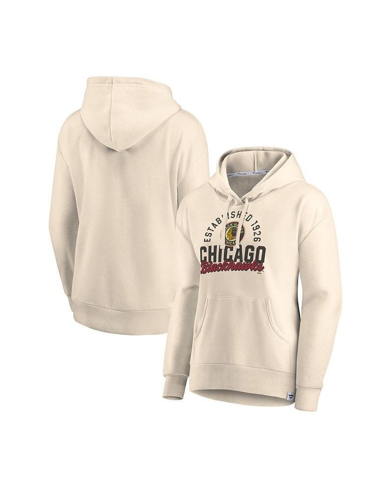 Women's Cream Chicago Blackhawks Carry the Puck Pullover Hoodie Sweatshirt Cream $41.59 Sweatshirts