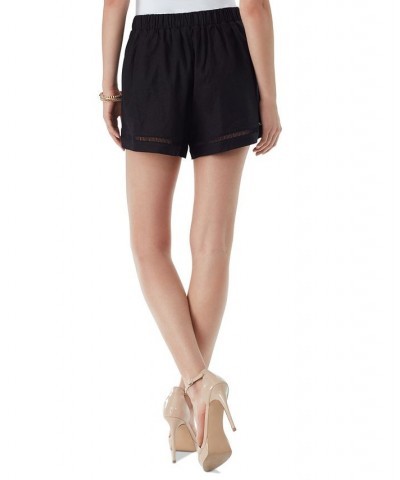 Women's Lace-Trim Flared Shorts Black $30.58 Shorts