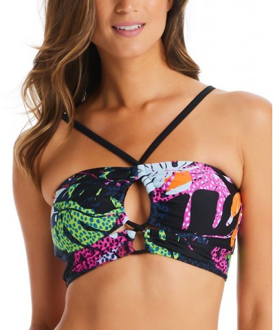 Women's Paradise Palms Printed Bandeau Bikini Top Multi $33.64 Swimsuits