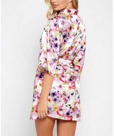 Ella Floral Print Satin Wrap Robe Lingerie Online Only Pink $32.50 Sleepwear