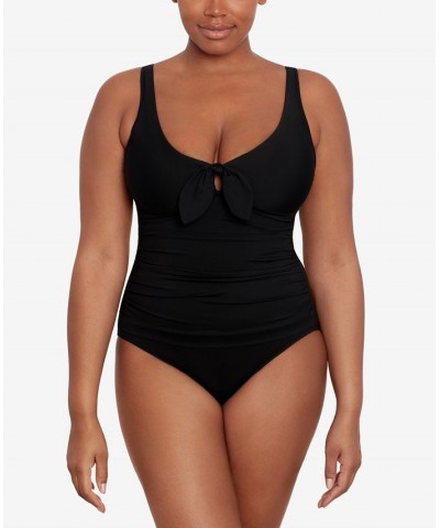 Front-Tie One-Piece Swimsuit Black $74.40 Swimsuits