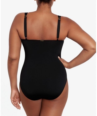 Front-Tie One-Piece Swimsuit Black $74.40 Swimsuits