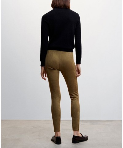 Women's Suede Leggings Khaki $27.00 Pants