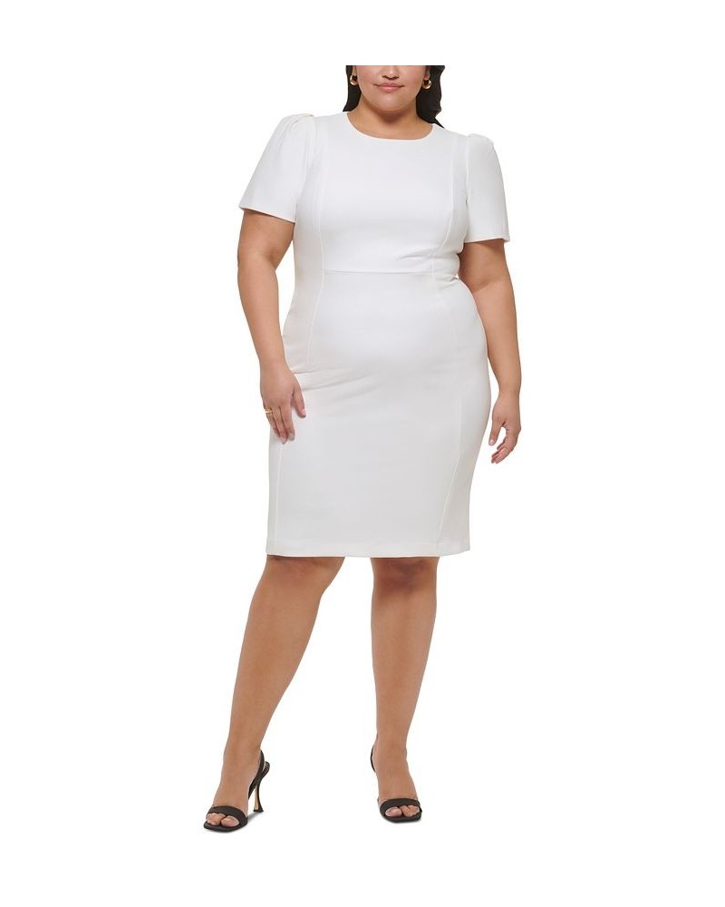 Plus Size Short-Sleeve Scuba Crepe Dress Tan/Beige $37.39 Dresses
