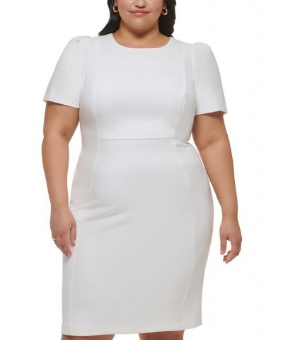 Plus Size Short-Sleeve Scuba Crepe Dress Tan/Beige $37.39 Dresses