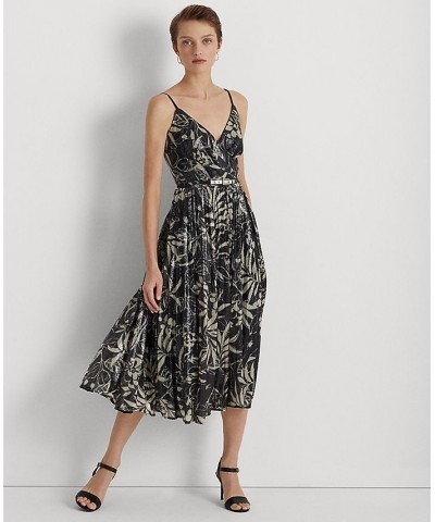 Women's Printed Sequined Cocktail Dress Black Tan $76.05 Dresses