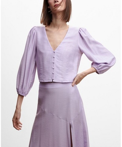 Women's Puffed Sleeves Blouse Violet $24.60 Tops