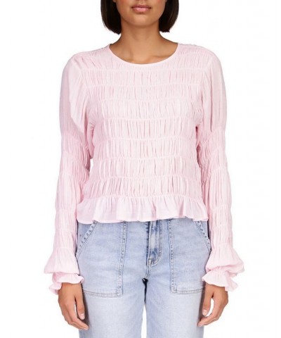 Women's Stay Together Long-Sleeve Crinkled Top PINK $30.35 Tops