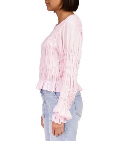 Women's Stay Together Long-Sleeve Crinkled Top PINK $30.35 Tops