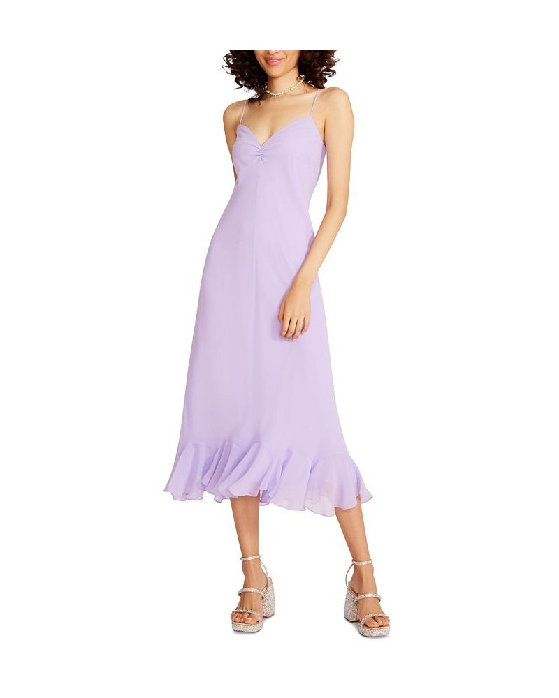 Women's Glimmer Ruffled-Hem Midi Dress Purple Rose $35.52 Dresses