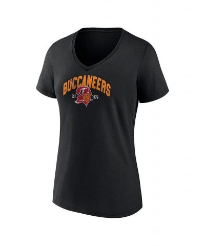 Women's Branded Black Tampa Bay Buccaneers Plus Size Drop Back V-Neck T-shirt Black $21.83 Tops