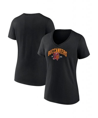 Women's Branded Black Tampa Bay Buccaneers Plus Size Drop Back V-Neck T-shirt Black $21.83 Tops