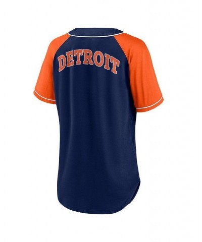 Women's Branded Navy Detroit Tigers Ultimate Style Raglan V-Neck T-shirt Navy $30.80 Tops