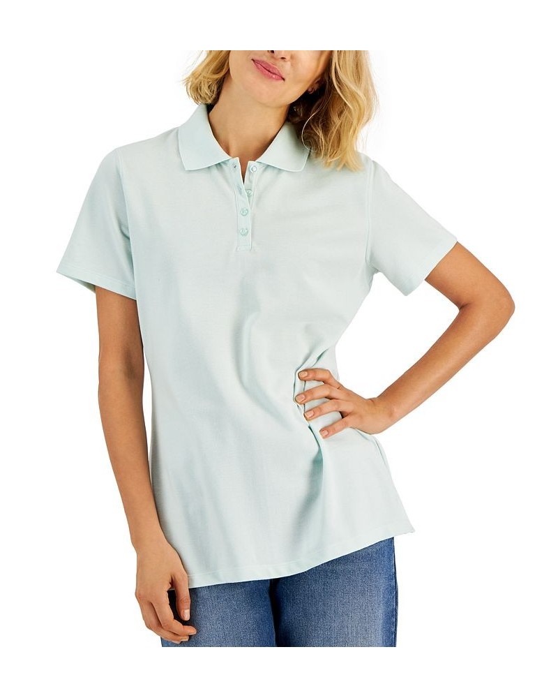 Cotton Short Sleeve Polo Shirt Beach Glass $11.59 Tops